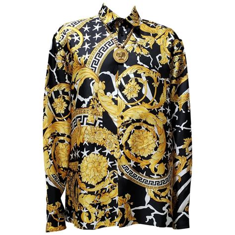 versace gold black shirt|shirts xl versace.